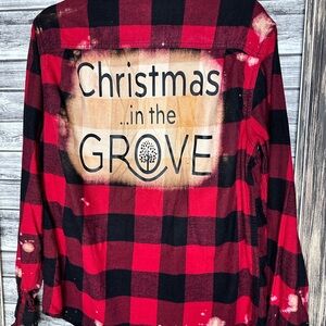 Flannel Red Black Buffalo Bleach Plaid UpCycled Christmas Handcrafted Handmade